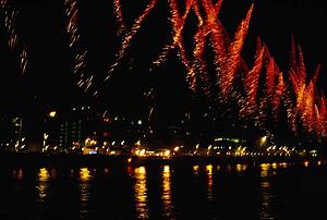 St Patrick's Day Festival, Firework Display, Custom House Quay, Dublin, Ireland