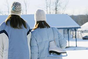 Girls wearing winter clothing
