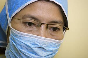 Portrait of surgeon wearing mask