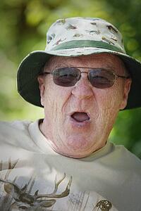 Senior man making a silly face