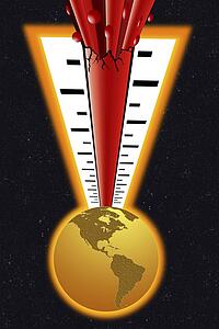 Thermometer bursting above the world