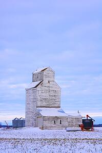 Grain elevator in early winter 