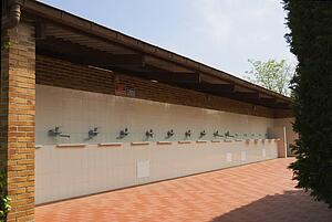 Outdoor washing facilities at a trailer park