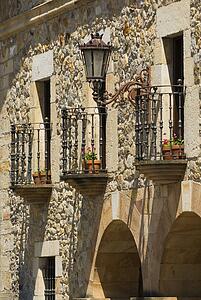 Decorative balconies in Escalante, Cantabria, Spain 