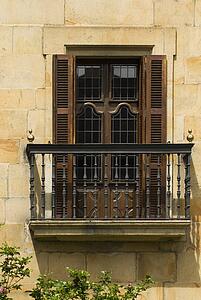 A balcony in Elorrio, The Basque Country, Spain