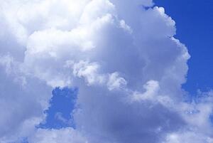 White clouds in a blue sky