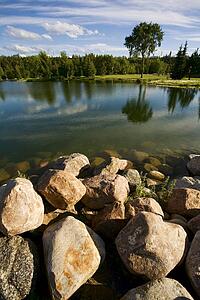 Park setting around a lake