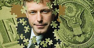 Composite of a business man and a US dollar bill