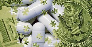 Composite of a US dollar bill and pills
