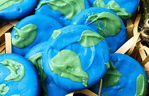 Closeup of blue and green treats