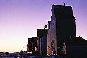 Graineries at sunset