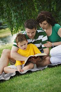 Family reading together
