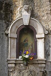 Grotto in city wall, Pile Gate entrance, Dubrovnik, Croatia 