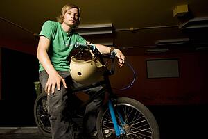 Man sitting on bicycle