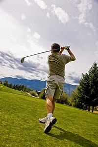 Follow through on a golfer's shot