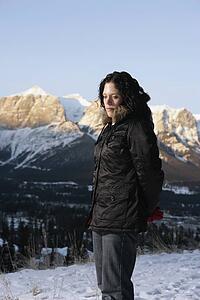 Woman standing on snow