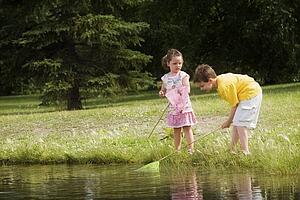 Children with fishing nets