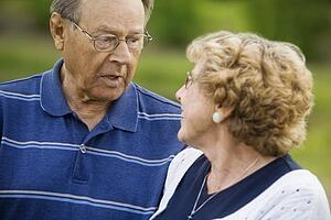 Senior couple looking at each other