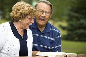 Senior couple laughing