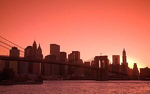 Lower Manhattan Skyline viewed from Brooklyn Bridge Park, Brooklyn, New York City, New York, USA 