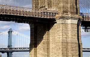 Brooklyn Bridge viewed from Lower Manhattan, New York City, New York, USA 