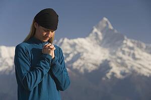 A woman in prayer