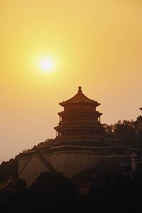 Pagoda in Summer Palace at sunset in Beijing, China 