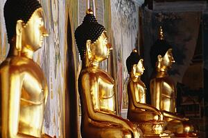 Row of Buddhas at Wat Phra That Doi Suthep temple in Thailand 
