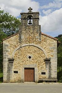 Old Basque Church with Bell Chain, Zuaza, The Basque Country, Spain 