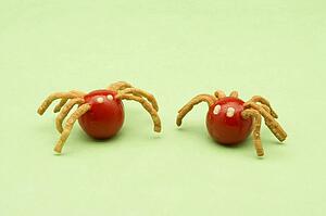 Spiders made from tomatoes