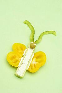 Studio shot of food shaped like butterfly
