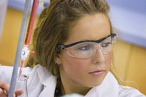 Girl in a science lab