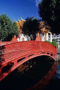 Bridge leading to the Marble Temple, Bangkok, Thailand
