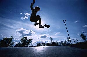 Riding at skate park