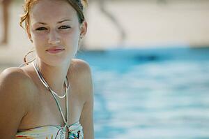 Teenager with bathing suit