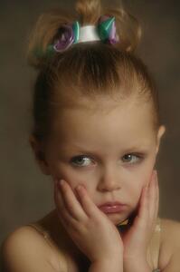 Portrait of Girl getting ready for dance recital