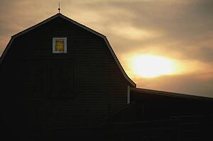 A barn at sunrise/sunset