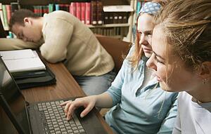 Students in a library