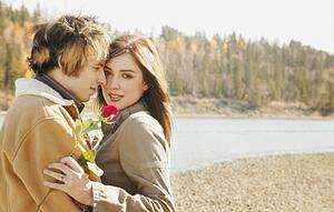 Couple embrace