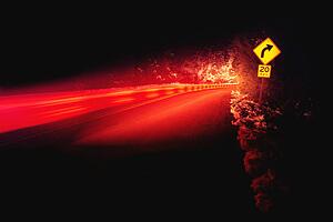 Time delay image of road with sharp corner
