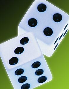 Two white dice cubes