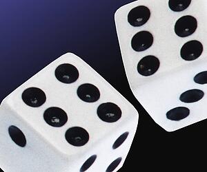 Two white dice cubes