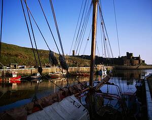 Peel Harbour and Castle, Isle of Man, UK