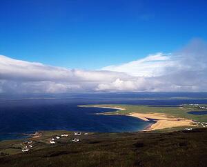 Achill Island, Co Mayo, Blacksod Bay & Ridge Point from above Doogort Village, Ireland