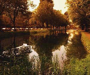 The Grand Canal at Mespil Road, Dublin, Ireland