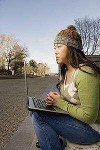 Student with laptop computer