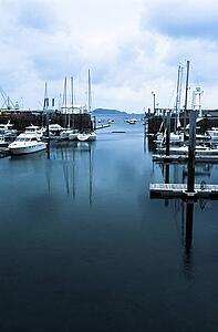 Boats anchored in St. Peter's Port, Guersney