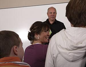 Teacher with students