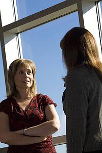Two women talking