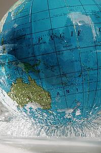 Globe in melting ice